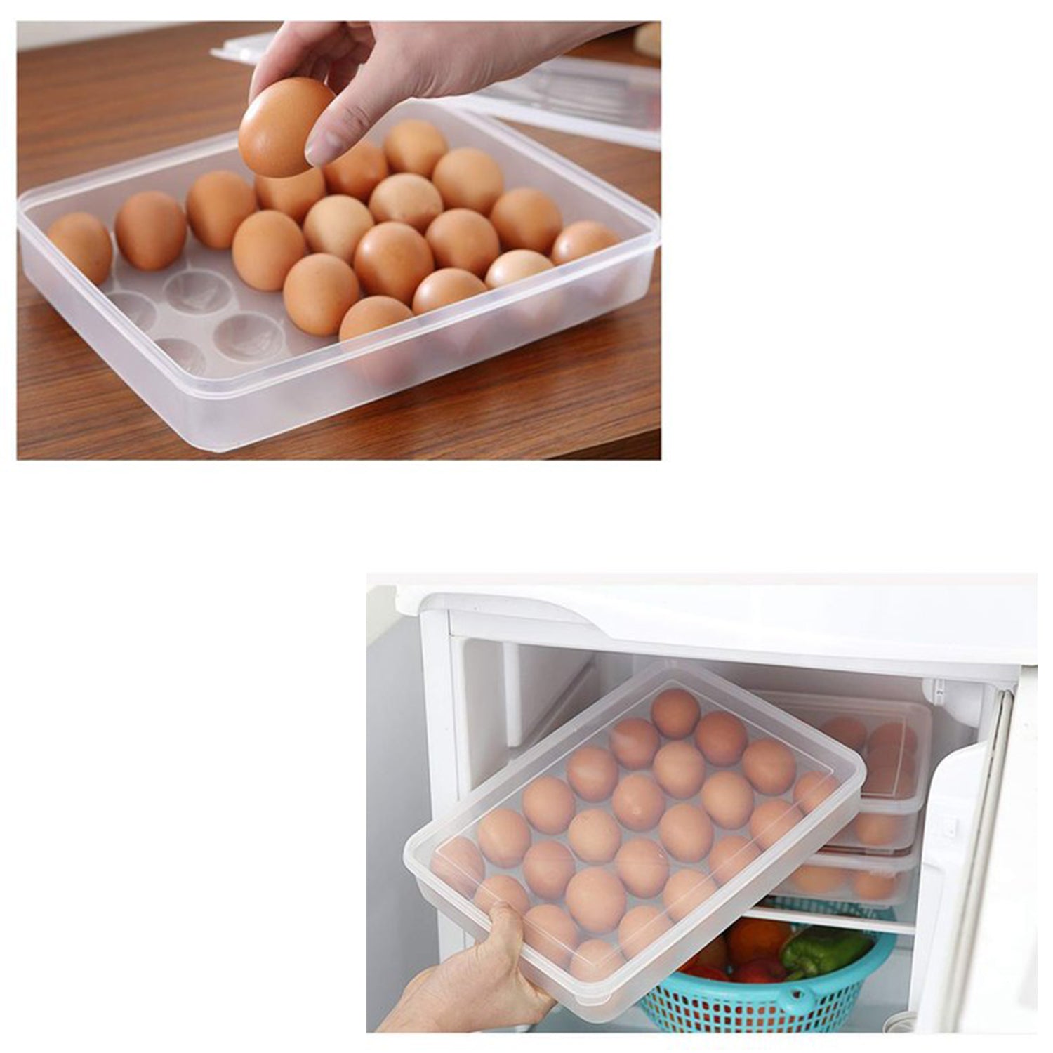 2645 24 Grids Plastic Egg Box Container Holder Tray for Fridge with Lid for 2 Dozen Egg Tray 2645 24 Grids Plastic Egg Box Container Holder Tray for Fridge with Lid for 2 Dozen Egg Tray